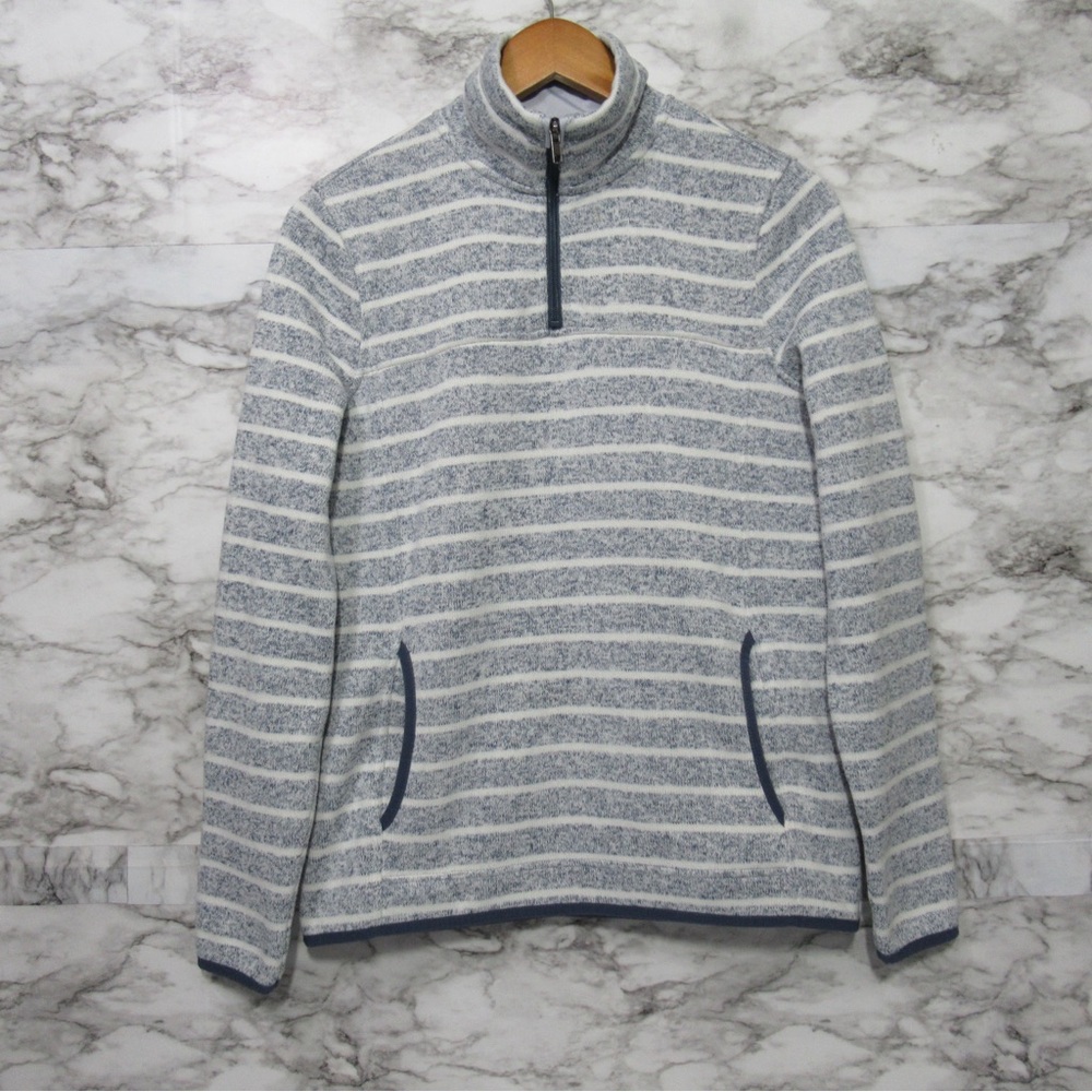 Thread & Supply Striped Blue Quarter Zip Pullover Size Medium
